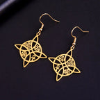 Wiccan Protection Witch's Knot Dangle Earrings for Women Gold