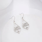 Oval Tree of Life Dangle Earrings Silver