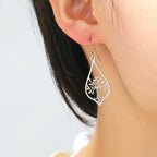Oval Tree of Life Dangle Earrings Silver