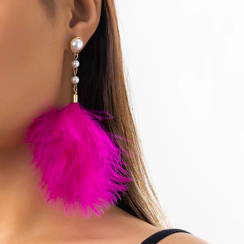 Dangling Pearl and Feather Earrings 6