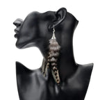 Dangling Earrings with Pheasant Feathers