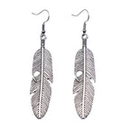 Women's Feather Drop Earrings silver
