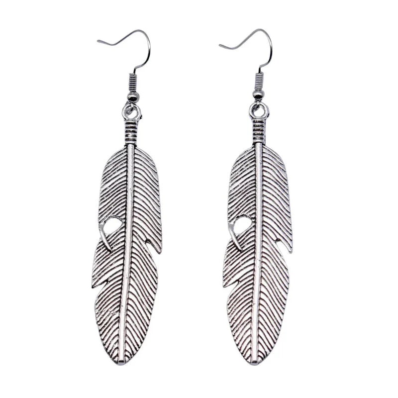 Women's Feather Drop Earrings silver