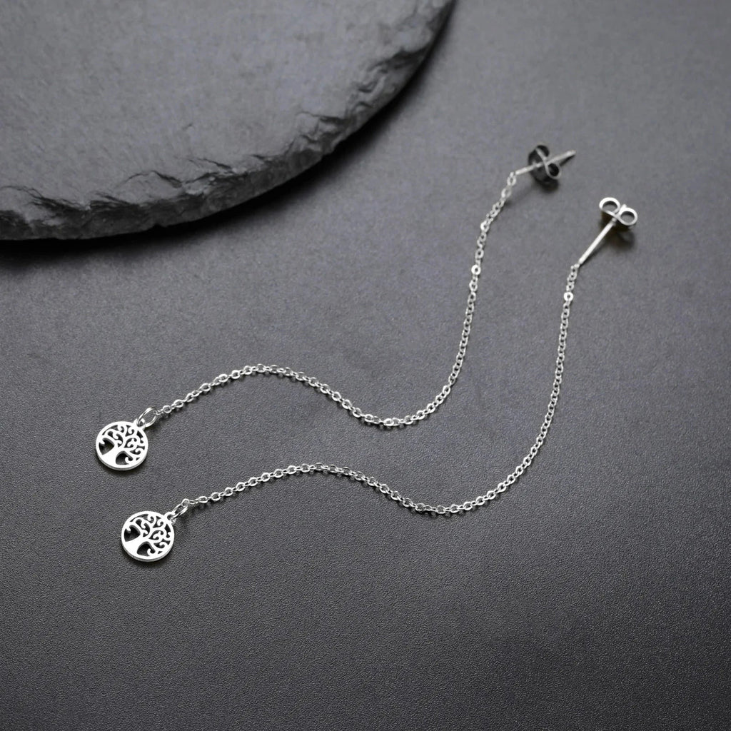 Women's Dangle Earrings Tree of Life Silver