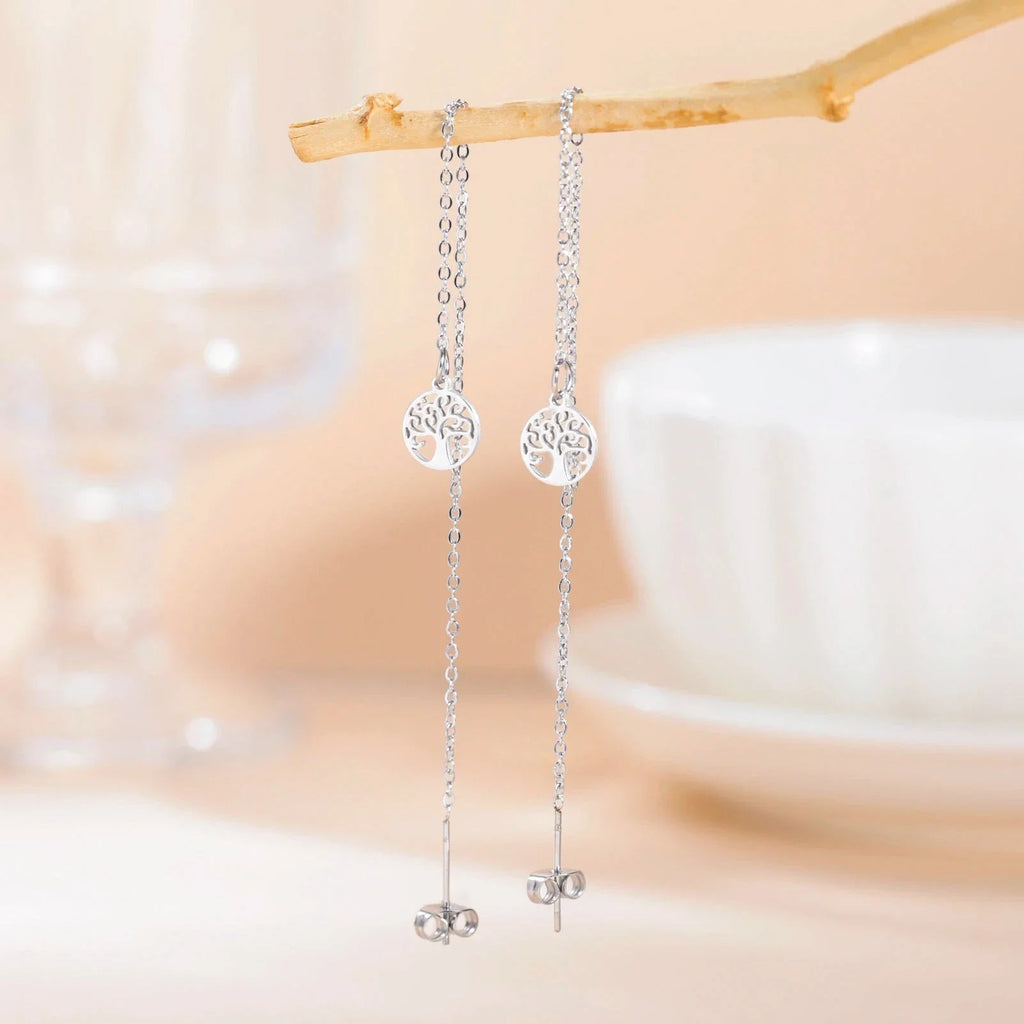 Women's Dangle Earrings Tree of Life Silver