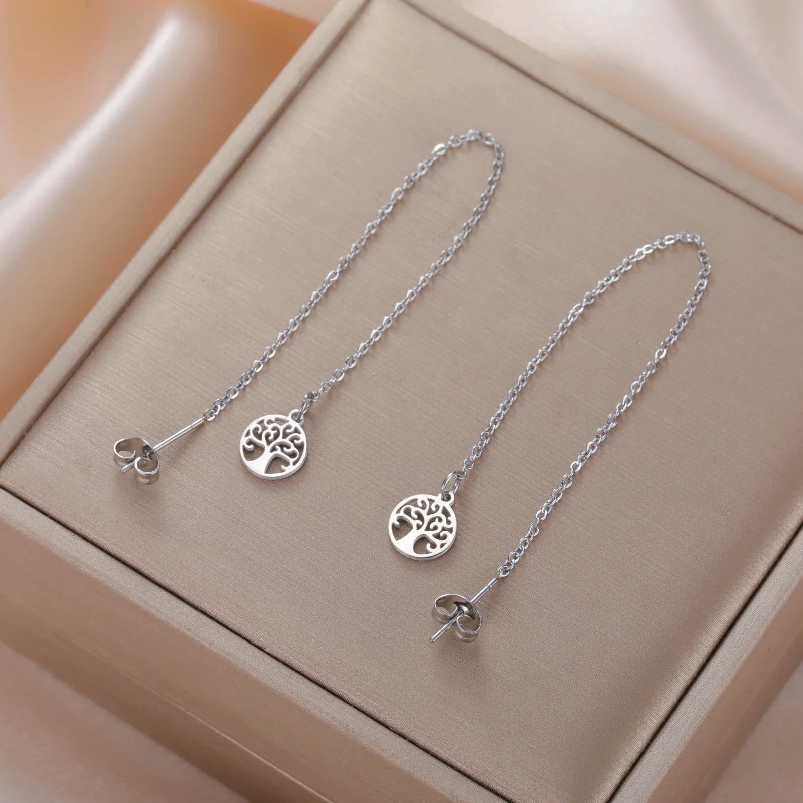 Women's Dangle Earrings Tree of Life Silver