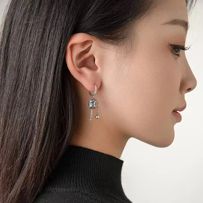Buddhist Prayer Wheel Dangle Earrings