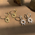 Sun Star Earrings Gold or Silver
