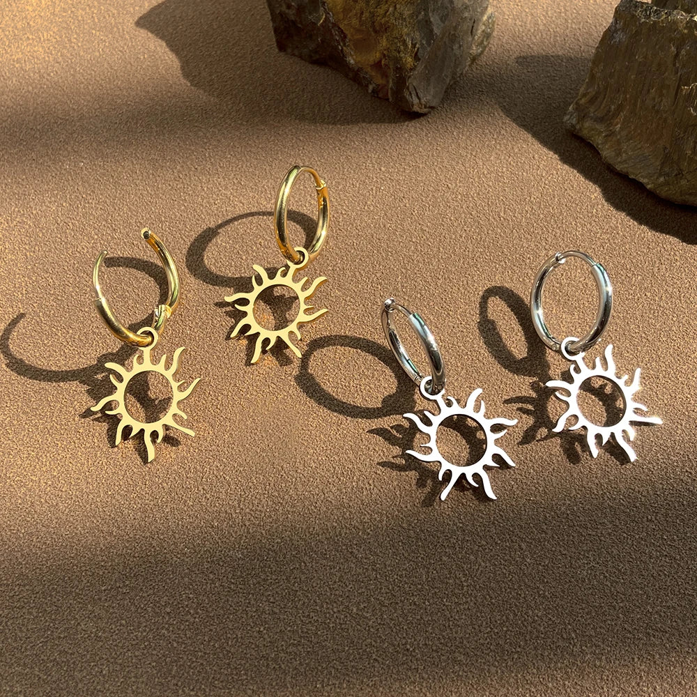 Sun Star Earrings Gold or Silver