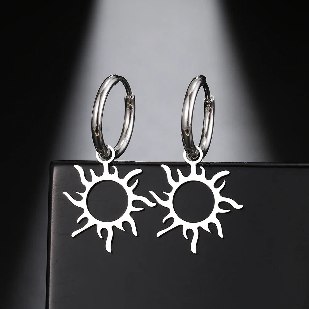 Sun Star Earrings Gold or Silver Silver