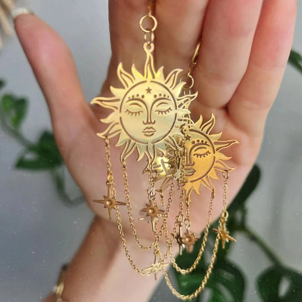 Sun and Stars Drop Earrings