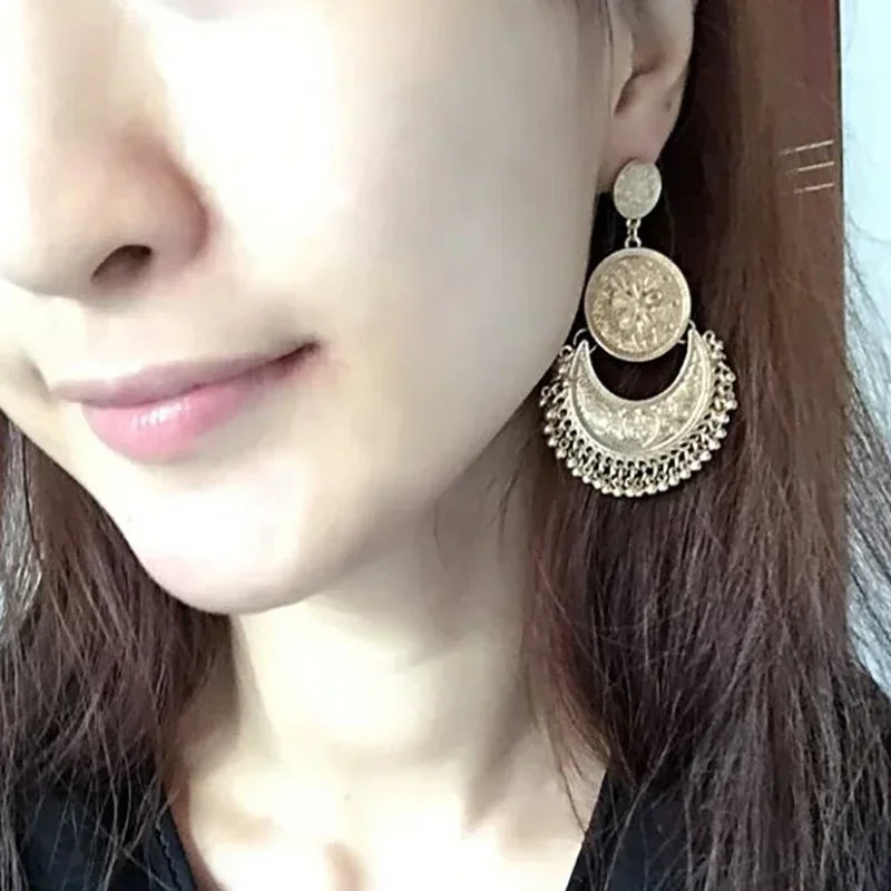 Bohemian Baroque-Style Dangle Earrings silver
