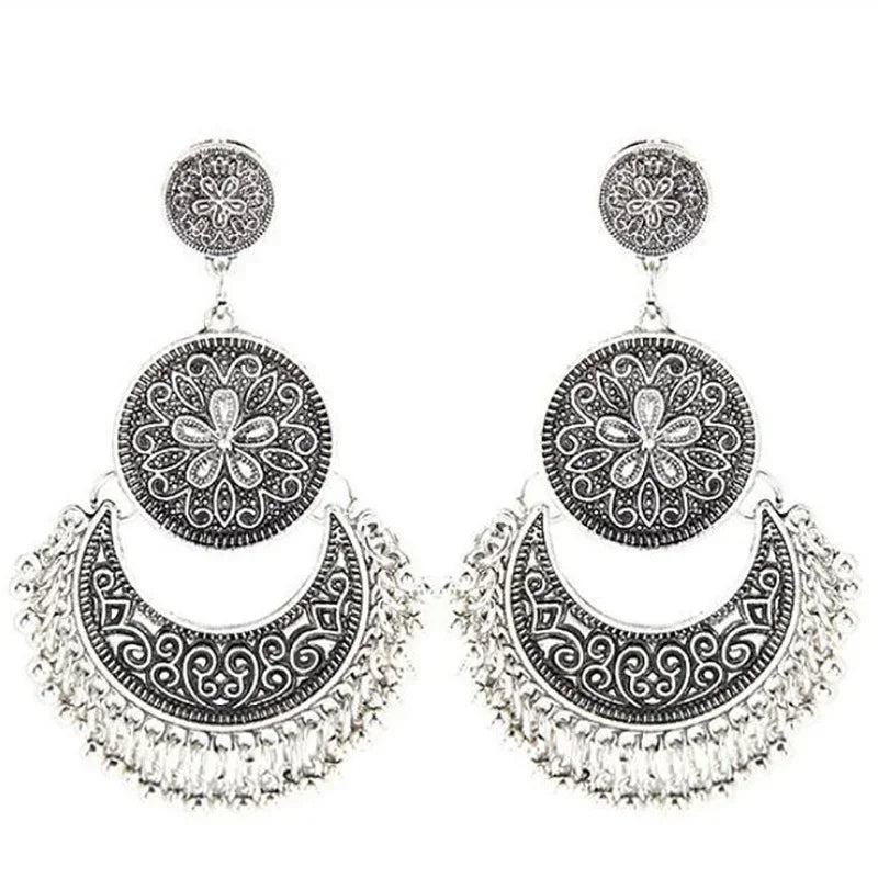 Bohemian Baroque-Style Dangle Earrings silver