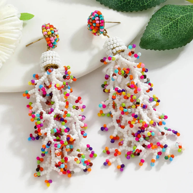 Bohemian-Style Coral Dangle Earrings