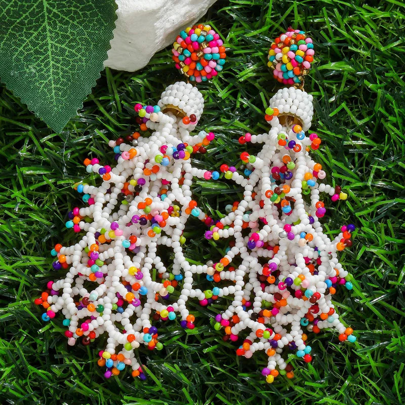 Bohemian-Style Coral Dangle Earrings