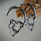 Silver Skull Dangle Earrings for Men or Women
