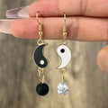 Yin Yang Drop Earrings Gold & Silver gold