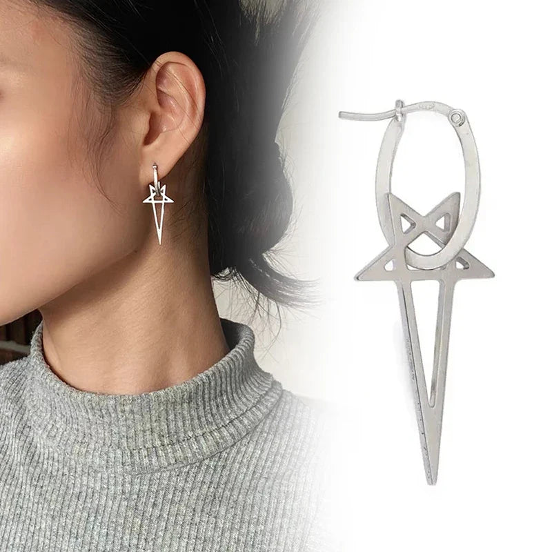 Long Pentacle Witchcraft Wiccan Women's Earrings