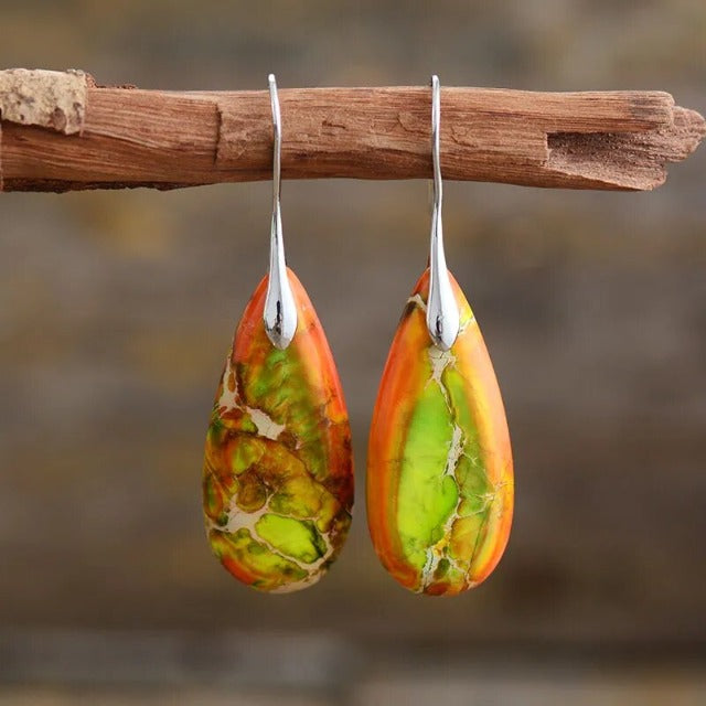 Natural Stone Earrings orange
