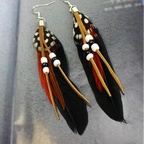 Apache-style feather earrings brown and red
