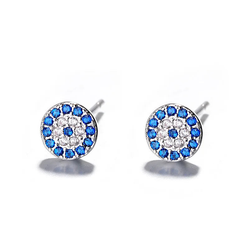Retro Turkish Blue Crystal Evil Eye Earrings