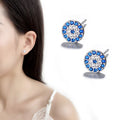 Retro Turkish Blue Crystal Evil Eye Earrings
