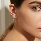 Key and lock hoop earrings with rhinestone