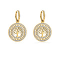 Round Dangle Tree of Life Earrings gold