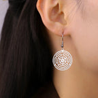 Strophalos Hecate’s Wheel Drop Earrings for Women in Silver