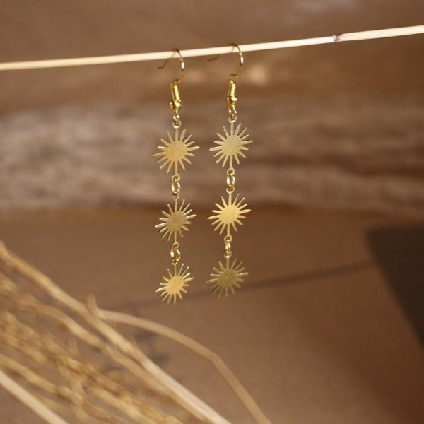 Sun Pendant Earrings Celestial Woman