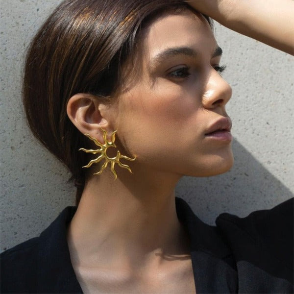 Women's Sun Dangle Earrings Celestial Body