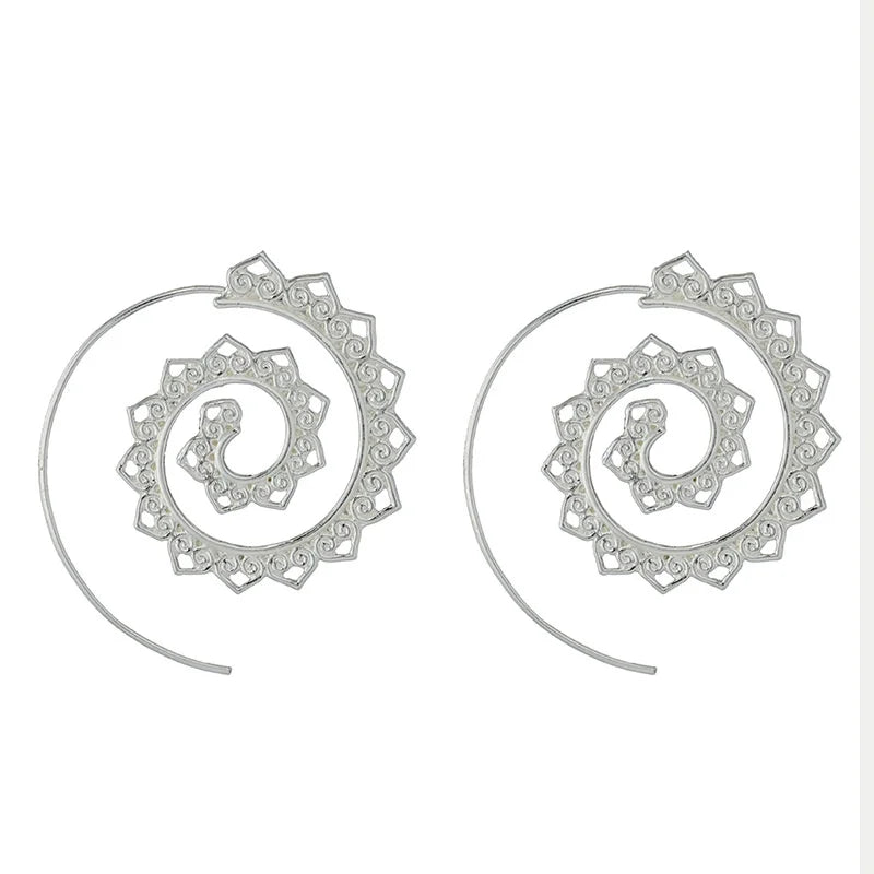 Spiral Hoop Earrings for Women silver