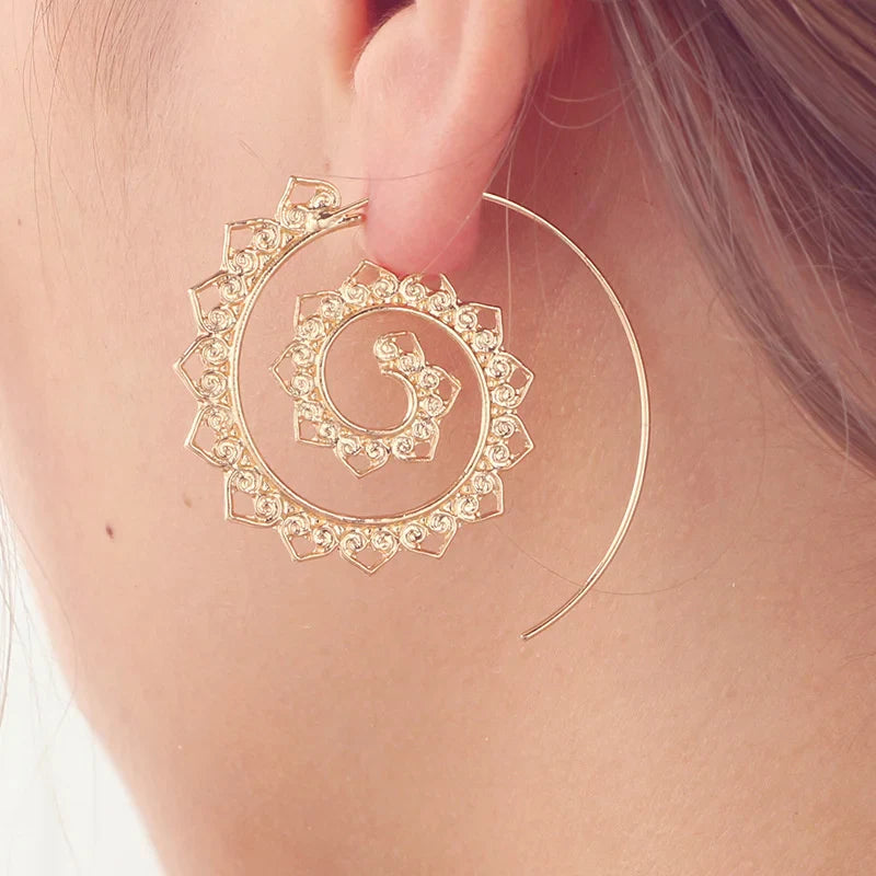 Spiral Hoop Earrings for Women silver