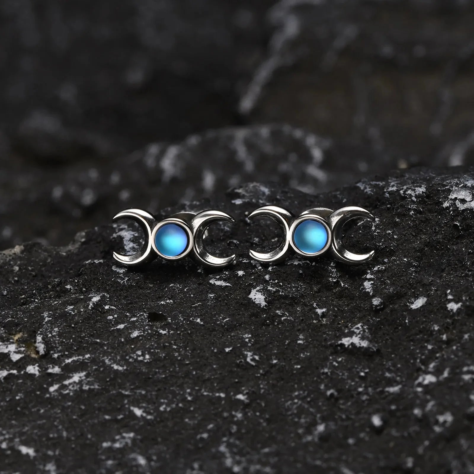 Triple Moon Earrings Witchcraft Wiccan Studs Women