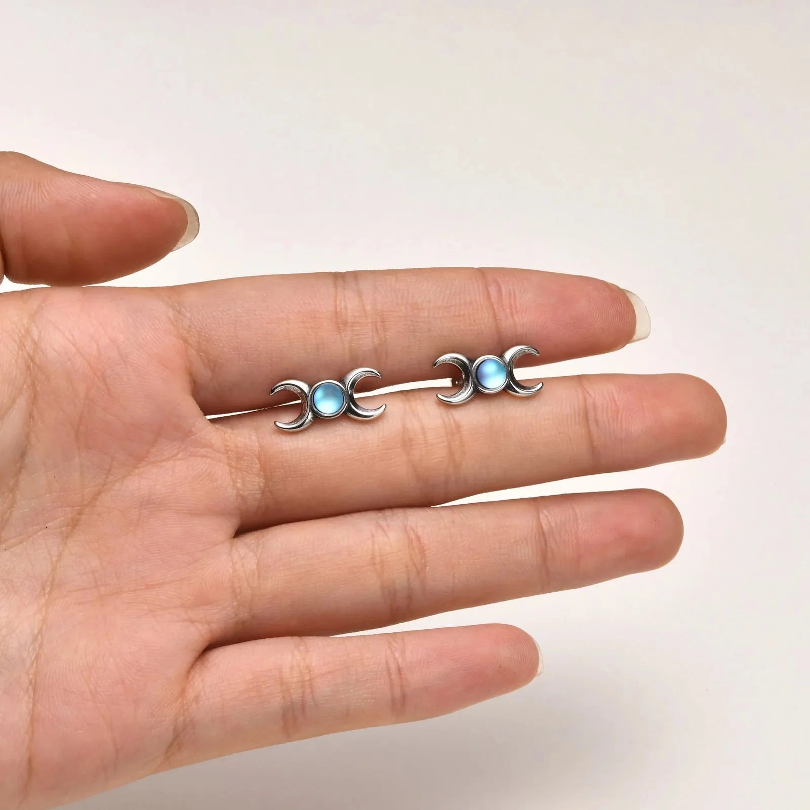 Triple Moon Earrings Witchcraft Wiccan Studs Women