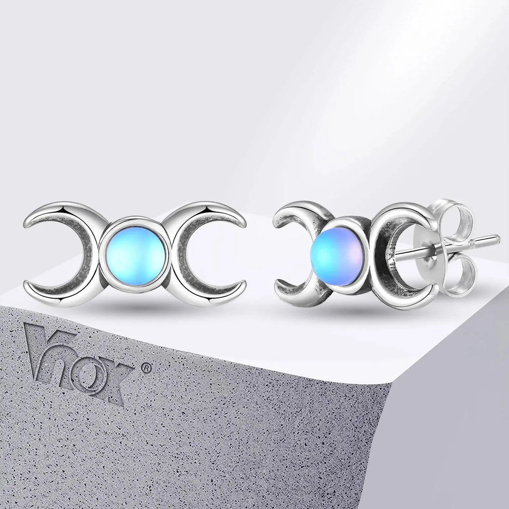 Triple Moon Earrings Witchcraft Wiccan Studs Women