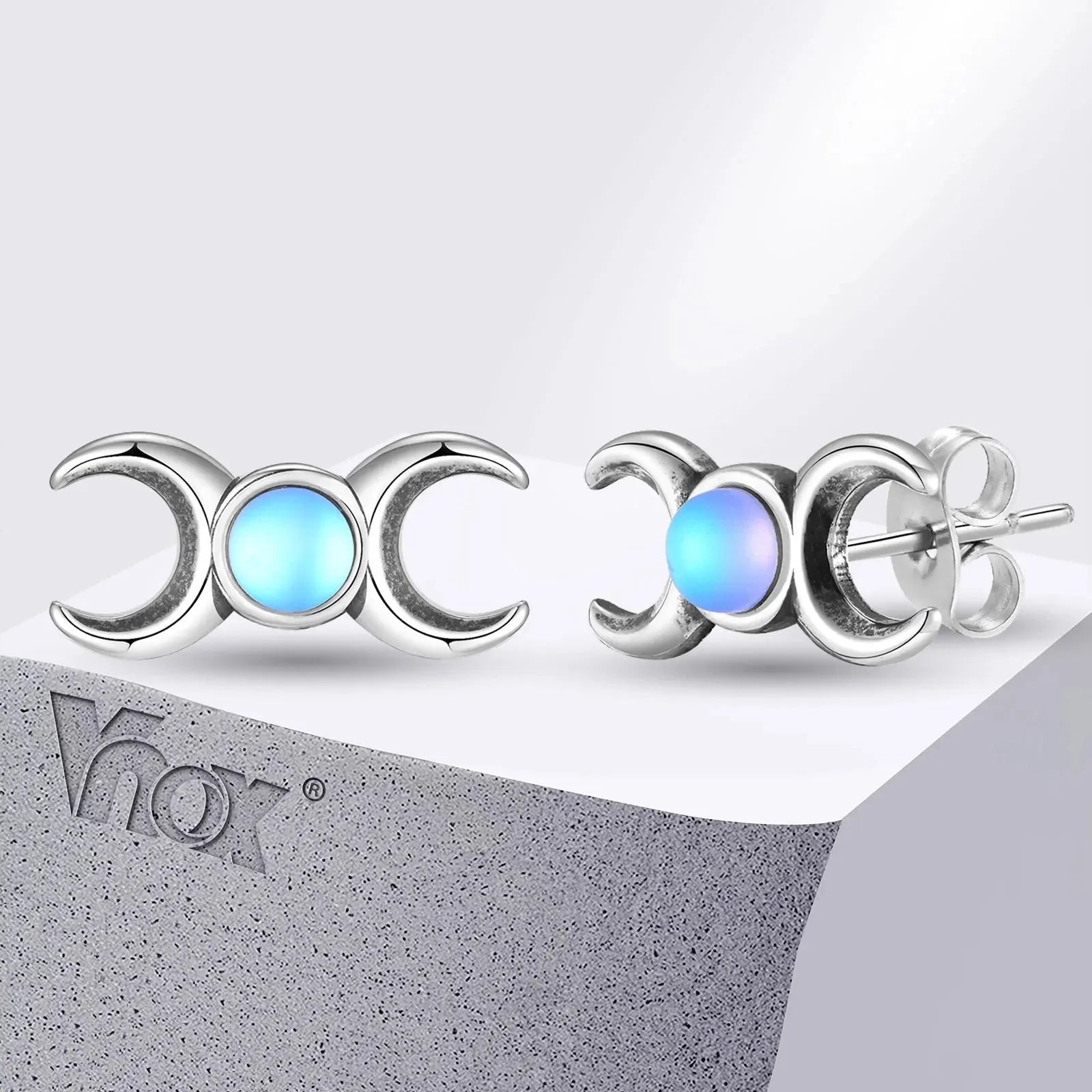 Triple Moon Earrings Witchcraft Wiccan Studs Women