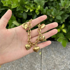 5 Heart Bracelet Link Chain for Women Gold