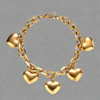 5 Heart Bracelet Link Chain for Women Gold