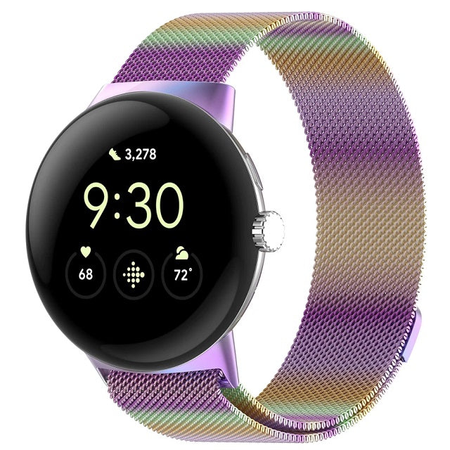 Magnetic Milanese Stainless Steel Bracelet for Google Pixel Watch 1 & 2 rainbow
