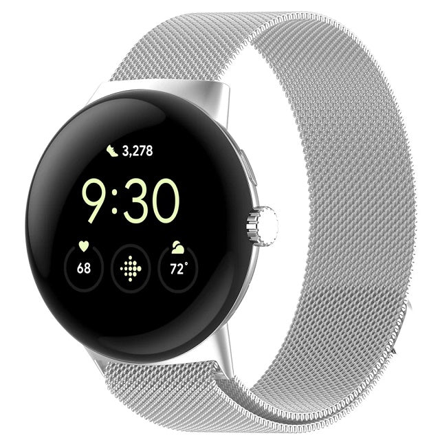 Magnetic Milanese Stainless Steel Bracelet for Google Pixel Watch 1 & 2 silver gray
