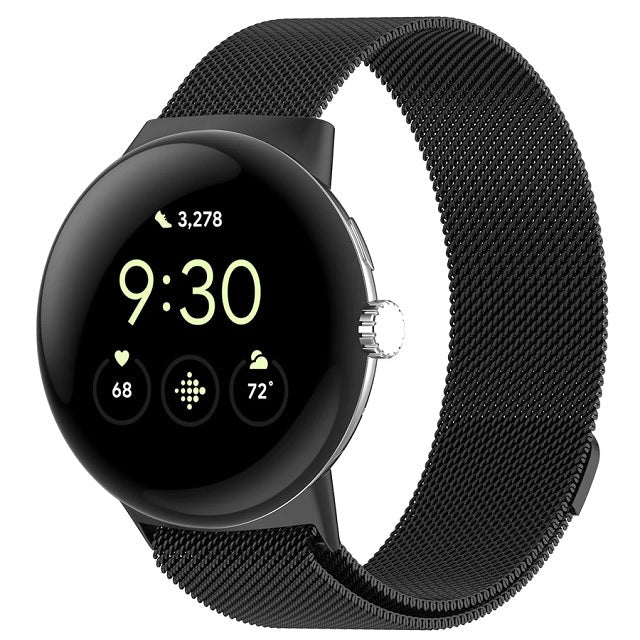 Magnetic Milanese Stainless Steel Bracelet for Google Pixel Watch 1 & 2 black