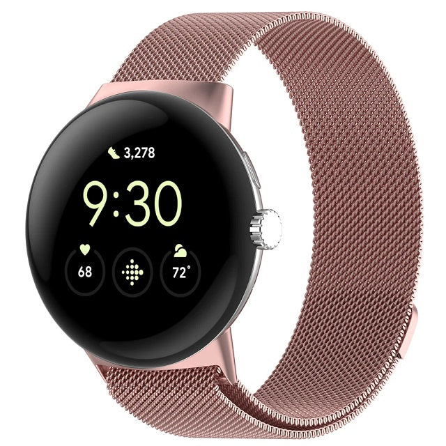 Magnetic Milanese Stainless Steel Bracelet for Google Pixel Watch 1 & 2 pink