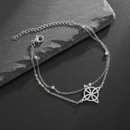 Witch's Knot Steel Bracelet for Women, Curb Chain Protection Wiccan Silver