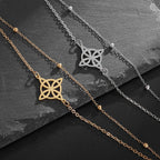Witch's Knot Steel Bracelet for Women, Curb Chain Protection Wiccan Silver