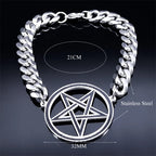 Wiccan Sorcery Pentacle Steel Bracelet Chain