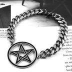 Wiccan Sorcery Pentacle Steel Bracelet Chain