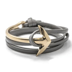 Wide adjustable anchor bracelet gold and gray
