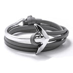 Wide adjustable anchor bracelet silver and gray