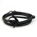 Wide adjustable anchor bracelet black